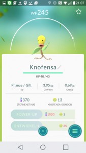 Knofensa PokemonGO Pokedex - alle Pokemon im Überblick